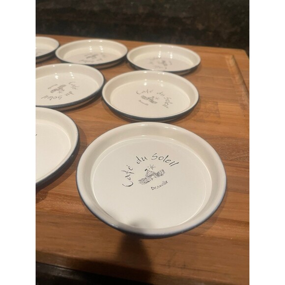 12 Enamelware Coasters “Cafe du Soleil” - Picture 1 of 10